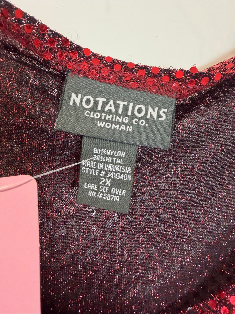 Notations Woman 2X Red Sequin Sleeveless Party Top Sparkly Holiday Glam - Picture 2 of 6